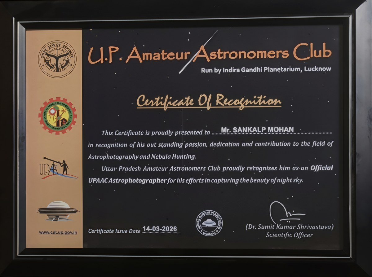 Certificate of Recognition, U.P. Amateur Astronomers Club